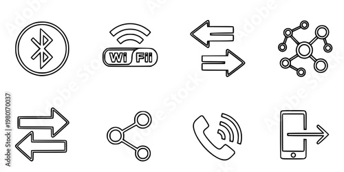 WiFi Signal and Connectivity Vector Icon Set Minimalist Line Art 16 Grid