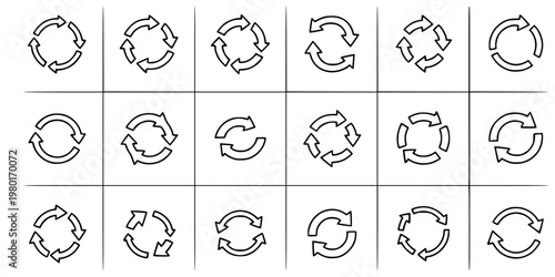 Recurring Event Arrow Vector Icon Set Minimalist Line Art 16 Grid