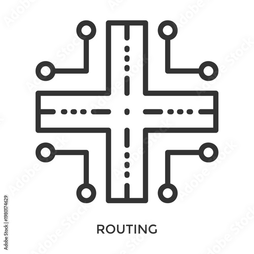 Routing Icon Line Style. Design Vector Illustration