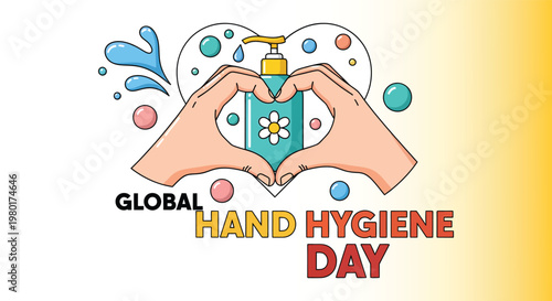 Global hand hygiene day illustration protecting health with clean hands