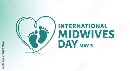 International midwives day celebration may 5th heart with baby footprints