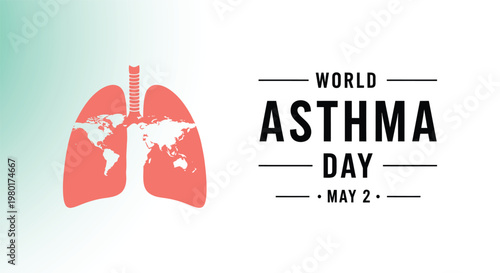 World asthma day illustration lungs and awareness ribbon