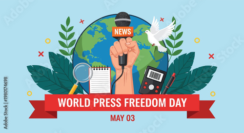 World press freedom day illustration voice for global truth and reporting