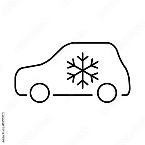 車と雪のマークを用いて、雪道運転を表現したアイコン