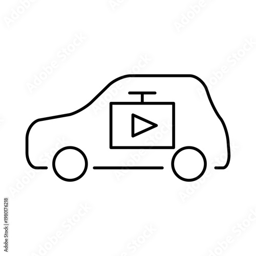 車とモニター画面のマークを用いて、ドライブレコーダーを表現したアイコン