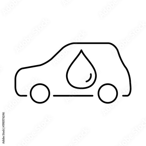 車と水滴のマークを用いて、雨天時の運転をイメージしたアイコン