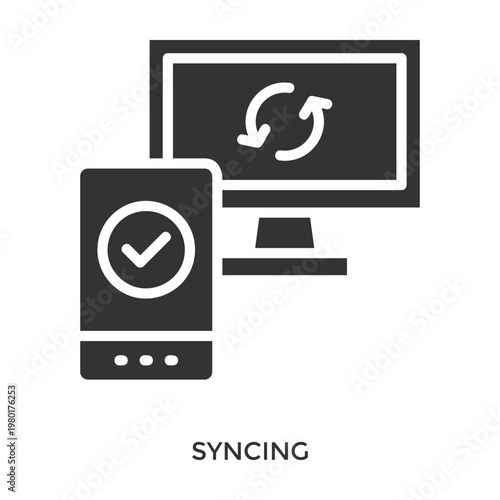 Syncing Icon Line Style. Design Vector Illustration