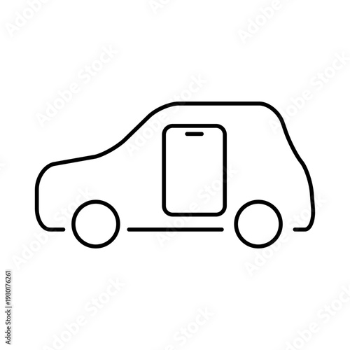 車とスマホのマークを用いて、配車アプリを表現したアイコン