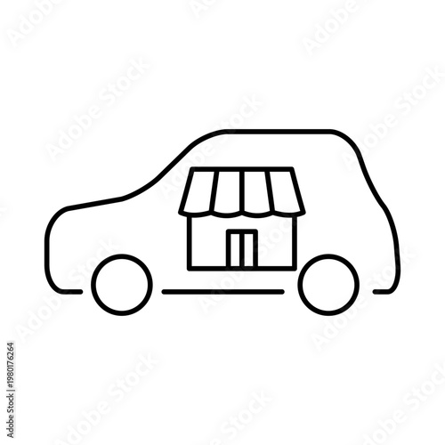 車と店舗のマークを用いて、ディーラーをイメージしたアイコン