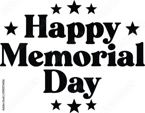 Happy memorial day text design with stars