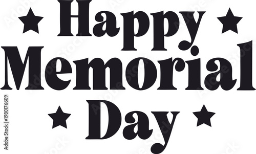 Happy memorial day text with stars