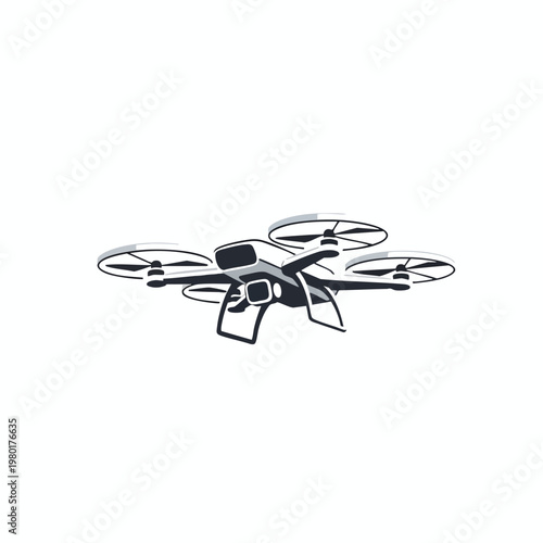 Modern Drone Flying Over a Bright White Background for Aerial Photography and Technology Innovators