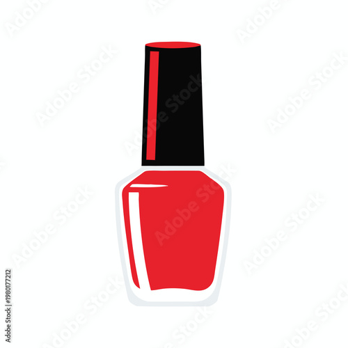 Vibrant Red Nail Polish Bottle on White Background for Beauty and Fashion Themes