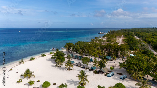 Drone Aerial view of Candaraman island at Balabac in the Philippines