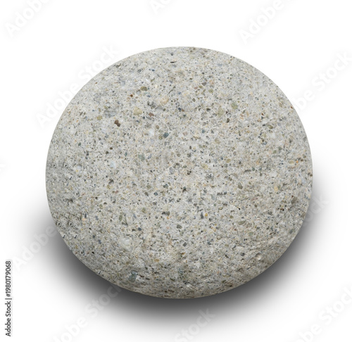 Smooth, round stone with soft color and faint gray veining. Stone isolated on white transparent background  with soft shadow. Simple. Suitable for wellness, meditation