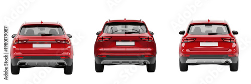 Canvastavla Modern Red SUV Car Isolated on White Background, Set of Three Luxury Crossover V