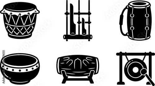 Traditional ethnic percussion instruments set