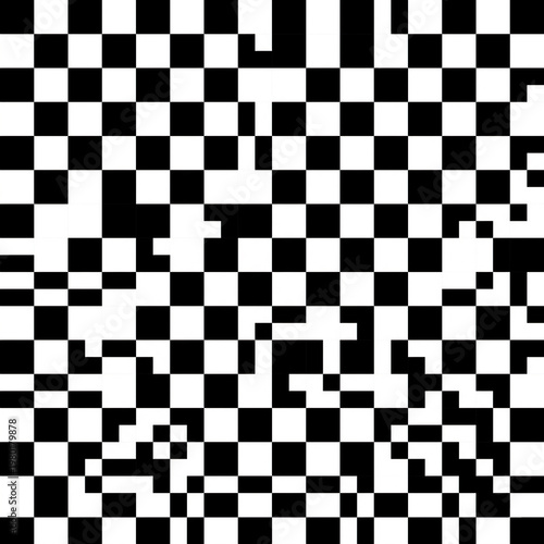 白と黒のツートンカラーの変形モザイク　AI生成素材