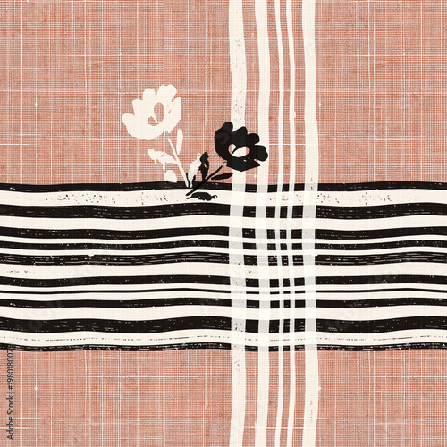 Obraz na płótnie Modern Floral on Linen Seamless Repeat
