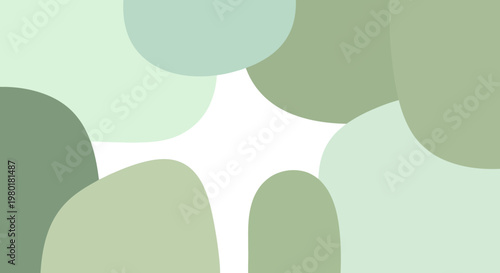 Abstract organic shapes and soft green color palette create a calming and natural background design