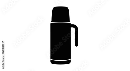 A black silhouette of a thermos flask simple and clean silhouette