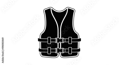 Black life vest isolated on white a striking silhouette