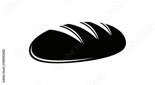 Black loaf of bread depicted in a striking minimalist silhouette