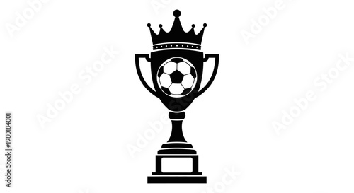A black trophy featuring a soccer ball and crown a striking silhouette