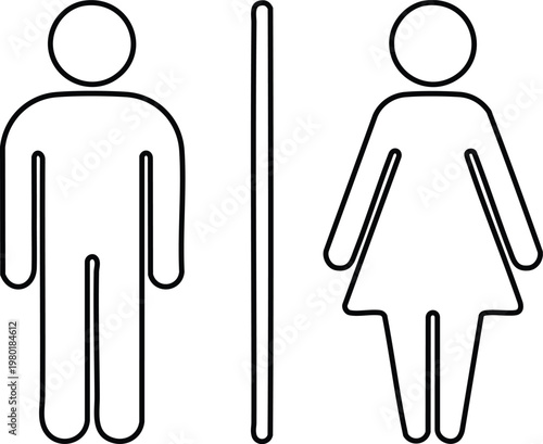 Simple male and female restroom icons clear pictogram symbols for public facilities isolated on white background