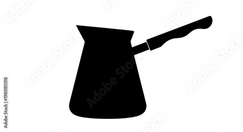 Black cezve pot with handle a striking visual silhouette