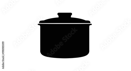 Simple black pot with a lid a minimalist graphic silhouette