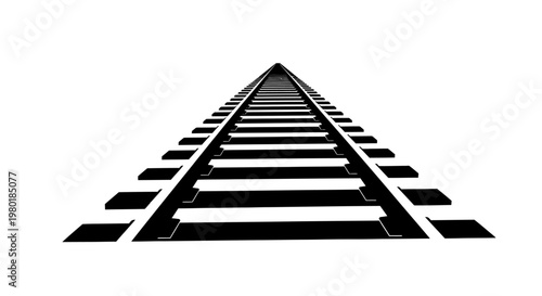 Converging railroad tracks receding into the distance black silhouette