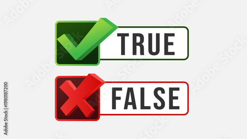 True and false labels. Check for true and cross for false.