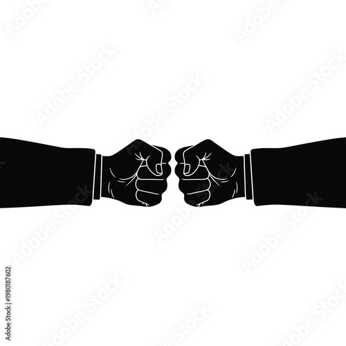 Two strong fists bumping together representing agreement, strength, or conflict.