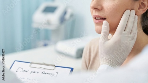 Clinical Adjustment Therapy for TMJ Jaw Joint Pain in Examination Room Setting