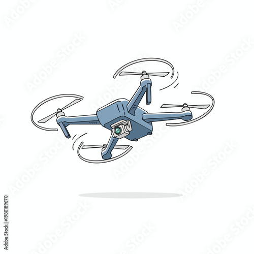 Modern quadcopter drone flying with remote control for aerial photography and videography