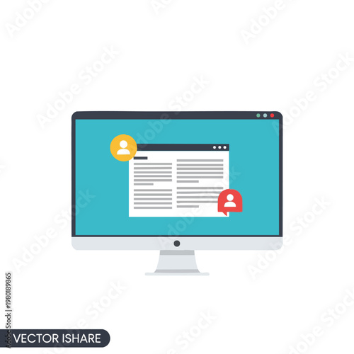 Modern Computer Screen Displaying User Profile and Message Icons for Digital Communication