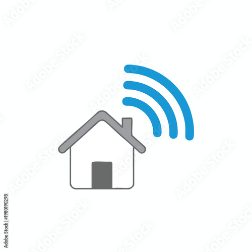 Smart Home Technology Concept with Wireless Connection Signal