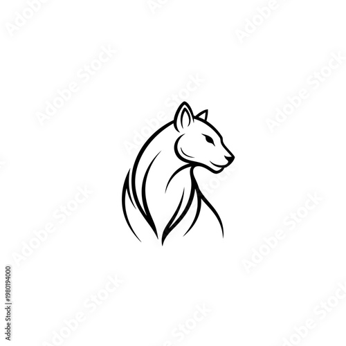Elegant Line Art Illustration of a Majestic Panther Head.