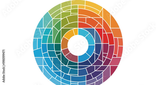 A circular color wheel with many segmented color squares.