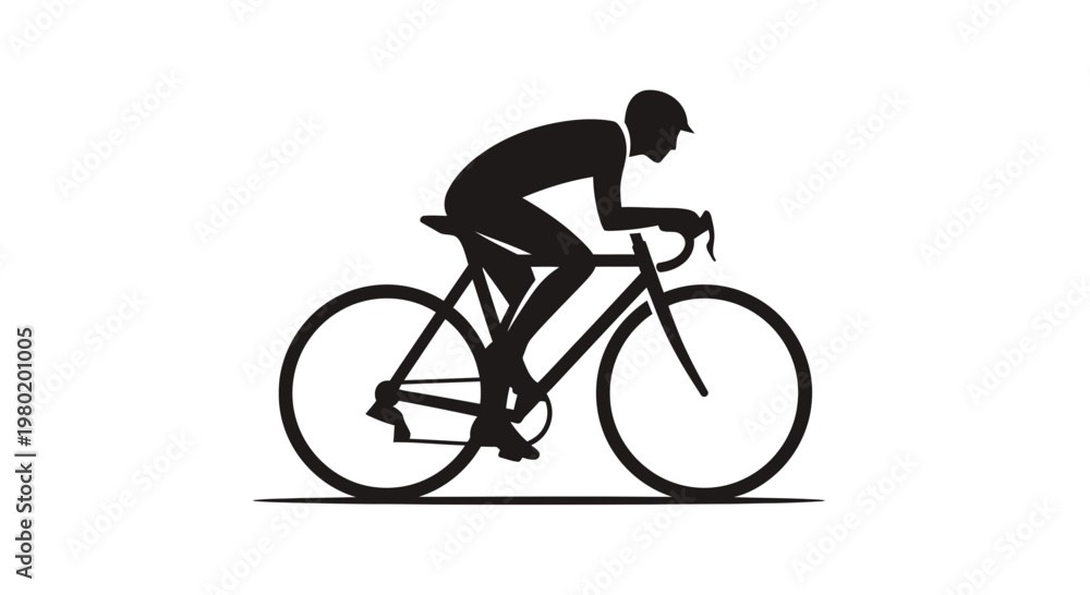 Fototapeta premium Silhouette of a cyclist on a road bike.