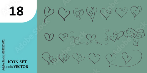 Hand drawn heart icon set a collection of delicate sketches for love romance and valentine's day designs