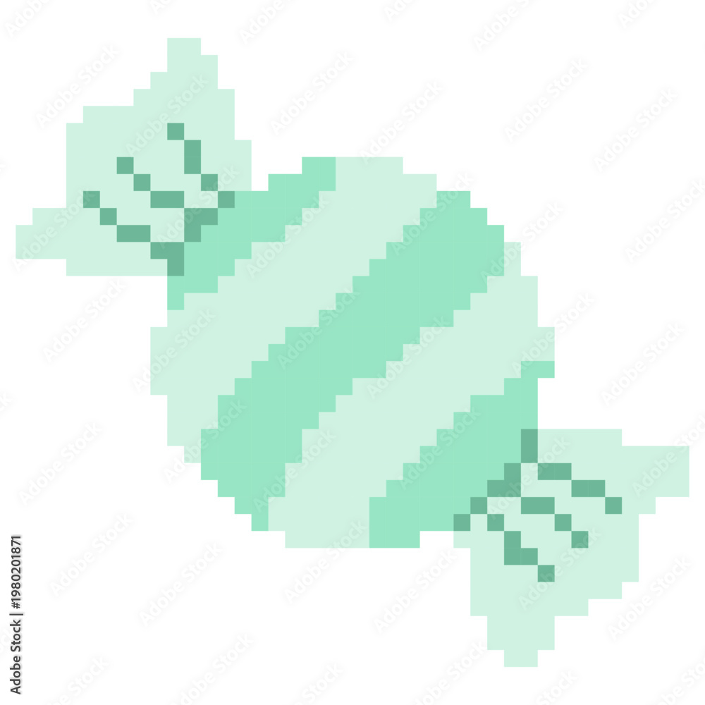 Obraz premium Mint Pixel Candy Sweet Vector Cute 8 Bit Retro Candy Illustration