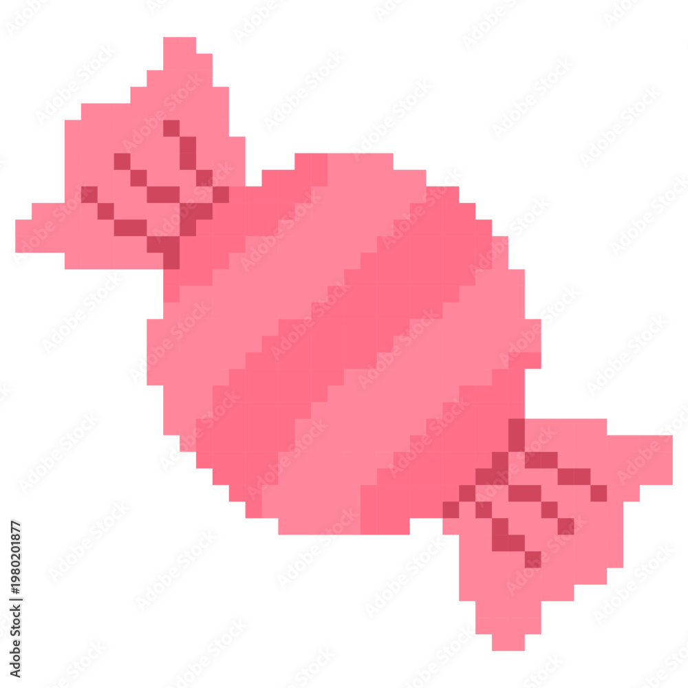 Fototapeta premium Red Pixel Candy Sweet Vector Cute 8 Bit Retro Candy Illustration
