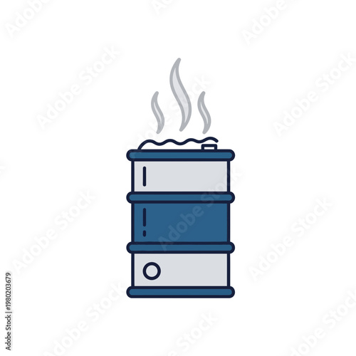 Outlined Vector Icon of a Water Quench Barrel, Capturing the Cooling Process. transparent.