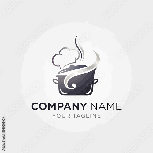 Chef Hat and Steaming Pot Logo for Culinary Business.