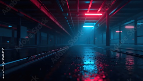 Futuristic Geometric Surface With Glowing Edge Details