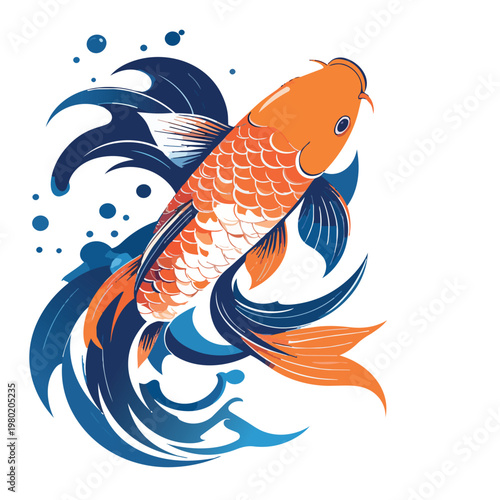 vector illustration of a gold fish