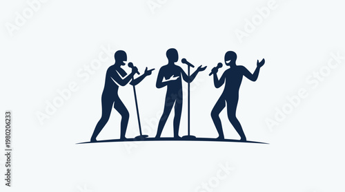 Silhouette Singers Performing With Microphones