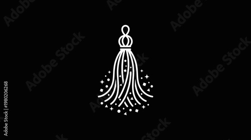 Minimalist Tassel Design on Black Background